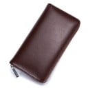 Portefeuille long pour femmes en cuir véritable Zip tout autour avec tirette en métal Surface lisse et brillante Coins arrondis 6