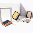 Portefeuille mini femme pour cartes et clés avec poche zippée Chaîne avec anneau pour clés Conception contrastée en simili cuir 11,5 x 9,5 x 1,3 cm 5