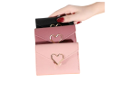 Portefeuille mini pliable pour femme 9 x 2 x 12 cm Cuir synthétique Différentes couleurs Portefeuille compact avec cœur pour cartes 5