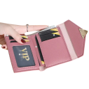 Portefeuille mini pliable pour femme 9 x 2 x 12 cm Cuir synthétique Différentes couleurs Portefeuille compact avec cœur pour cartes 3