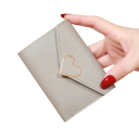 Portefeuille mini pliable pour femme 9 x 2 x 12 cm Cuir synthétique Différentes couleurs Portefeuille compact avec cœur pour cartes 10