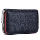 Portefeuille mini pour femme en cuir véritable avec fermeture éclair tout autour Surface grainée et bord rayé Fermeture éclair en métal 1