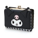Portefeuille pliable en cuir PU 11 x 8 x 3,5 cm Joli portefeuille pour fille avec poignées Motif dessin animé noir Cadeau d’anniversaire Sac pour cartes 1