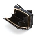 Portefeuille pliable en cuir PU 11 x 8 x 3,5 cm Joli portefeuille pour fille avec poignées Motif dessin animé noir Cadeau d’anniversaire Sac 3