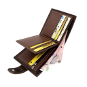 Portefeuille pour homme à pression 12,5 x 9,5 cm en cuir PU Couleur neutre Compartiments pour cartes Poche zippée Portefeuille élégant 5