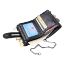 Portefeuille pour homme pliable avec RFID 12 x 10 x 3 cm Chaîne Poches zippées Simili cuir Protection sécurisée des cartes 8