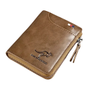 Portefeuille pour homme zippé 10 x 12 cm en cuir PU Couleurs neutres Compartiments pour cartes Compartiment avant Portefeuille compact et stylé pour homme 5