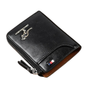Portefeuille pour homme zippé 10 x 12 cm en cuir PU Couleurs neutres Compartiments pour cartes Compartiment avant Portefeuille compact et stylé pour homme 4