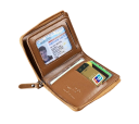 Portefeuille pour homme zippé 10 x 12 cm en cuir PU Couleurs neutres Compartiments pour cartes Compartiment avant Portefeuille compact et stylé pour homme 2