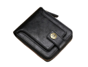 Portefeuille pour homme zippé 12 x 9,5 cm en cuir PU Couleurs neutres Poches pour cartes à pression Poche à monnaie Portefeuille élégant et pratique pour hommes 5