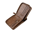 Portefeuille pour homme zippé 12 x 9,5 cm en cuir PU Couleurs neutres Poches pour cartes à pression Poche à monnaie Portefeuille élégant et pratique pour hommes 2