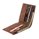 Portfel męski 11 x 8,5 cm Skóra ekologiczna Neutralne kolory Kieszonka na karty Kieszeń na zamek błyskawiczny Kompaktowy, stylowy portfel 4
