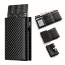 Portofel bărbaresc 10,2 x 7 x 2,5 cm Design pliabil cu buzunar cu fermoar Compartimente pentru carduri Piele artificială căptușeală 1