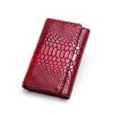 Portofel de damă cu model lucios de șarpe Relief de solzi Închidere cu clapetă Piele naturală și poliester Accesoriu elegant pentru geantă 1