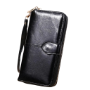 Portofel de damă pliabil cu fermoar 10 x 19,5 x 3,5 cm Capacitate mare Piele sintetică aspect uleios Mâner de mână 9