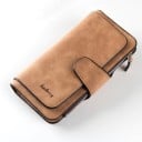 Portofel lung pentru femei din piele artificială 18,8 x 10,5 x 1,8 cm Aspect de catifea Închidere cu curea Buzunar cu fermoar 1