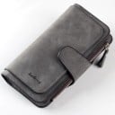 Portofel lung pentru femei din piele artificială 18,8 x 10,5 x 1,8 cm Aspect de catifea Închidere cu curea Buzunar cu fermoar 10