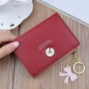 Portofel mic pentru femei cu decor de margaretă Pendentiv cu lanț și fundiță Fermor pe margine Material PU piele și poliester 12 x 9 x 2