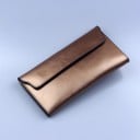 Portofel subțire pentru femei din piele naturală cu clapetă pliabilă Formă elegantă de poșetă Suprafață lucioasă Profil plat 7