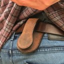 Portofel unisex pentru monede 25,4 x 7,8 cm Piele sintetică Alamă Clapă de protecție pentru fermoar cu curea pentru brâu 2