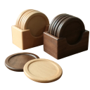 Posavasos de madera con soporte, almohadillas térmicamente resistentes para tazas, dimensiones 10,6 × 6,7 × 5,6 cm, madera maciza de nogal 1