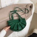 Poșetă de damă în formă de evantai cu benzi tăiate Două urechi scurte Curea lungă ajustabilă pentru umăr Piele artificială PU 27 x 17 x 5
