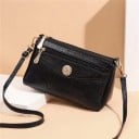 Poșetă mică de damă tip crossbody cu detaliu decorativ metalic Căptușeală frontală cu fermoar Curea ajustabilă din piele PU 1