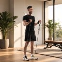 Posilovacie odporové lana 200 lb v zelenej sade s piatimi gumami o záťaži 20 až 60 lb s karabinami a rukoväťami i kotvou do dverí 4