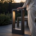 Poste LED exterior 15 W COB Blanco frío 6000 K 40 cm Aluminio AC 85–265 V Negro Luz de jardín impermeable para césped y villa 2