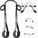 Posteiro de couro com argolas para as pernas e algemas para as mãos em uma peça, acolchoamento suave, fecho ajustável, embalagem discreta 2