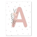 Poster decorativo 40 x 50 cm Lettera A con motivo floreale Quadro in tela senza cornice Decorazione da parete per camera da ragazza e bambino 1