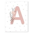 Poster pe pereți 21 x 30 cm Litera A cu motiv floral Pictură pe pânză fără ramă Decorațiune pentru camera de fetiță și camera copiilor 1