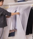 Potah na oblečenie 90 x 120 cm Priehľadná-biela ochranný obal proti prachu a vlhkosti pre zavesené oblečenie na stojane či šatnej tyči 7