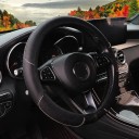 Potah na volant bez vnitřního kroužku 37 až 38 cm z PU kůže s kostkovaným vzorem a barevným lemem Pro kulatý i D volant 9