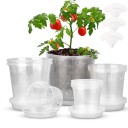 Pots de fleurs pour semis 72 pcs avec soucoupes et étiquettes, transparents, 4 tailles 8–15,5 cm, plastique avec trous de drainage, pour plantes d'intérieur et de jardin 1