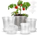 Pots de fleurs pour semis 72 pcs avec soucoupes et étiquettes, transparents, 4 tailles 8–15,5 cm, plastique avec trous de drainage, pour plantes 1