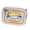 Pouch cosmetic cu sardine conservate 17,5 x 11,5 x 4,5 cm Geantă de călătorie pentru femei din PU cu fermoar Pouch creativ drăguț pentru toaletă pentru vacanță 8