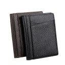 Pouch de călătorie pentru documente și carduri din piele naturală și poliester Buzunar frontal pentru card Două compartimente interioare Design 3