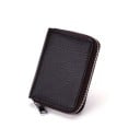 Pouch pentru carduri și documente din piele naturală cu pătrățele armonice Design compact pentru călătorie cu fermoar pe margine 10,5 4