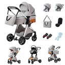Poussette 3 en 1 avec nacelle et siège auto, structure pliable, coton, pour le transport quotidien de l'enfant 8