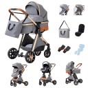 Poussette 3 en 1 avec nacelle et siège auto, structure pliable, coton, pour le transport quotidien de l'enfant 7