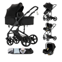 Poussette multifonctionnelle 3 en 1 avec siège auto et berceau, cadre suspendu, coton, système combiné pour un usage quotidien 5