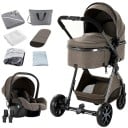 Poussette pour enfant 3 en 1 avec haute adaptation tout-terrain et pliage d'une seule main, coton, combinaison de la nacelle et du siège 7