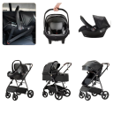 Poussette pour enfants 3 en 1 avec nacelle amovible et siège sport, cadre robuste pliable pour nouveau-nés et jeunes enfants 4