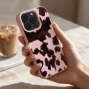Pouzdro na iPhone 18 Pro Max Kraví vzor Textura liči Kryt z PC + TPU Ochrana proti pádu i poškrábání Na každý den 6