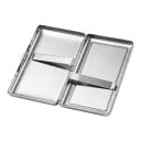 Pouzdro na karty Vintage styl 10 x 6 x 2 cm Kovové Stříbrné s černým víkem Motiv ženy v šatech Dvě přihrádky Na vizitky a karty 3