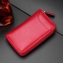 Pouzdro na klíče od auta z pravé kůže pro muže i ženy Klíčenka na zip s prošívanými okraji Kompaktní rozměr 12 x 2,5 x 7,5 cm 8