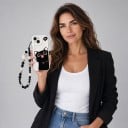Pouzdro na Samsung Galaxy S25 S kočičím motivem Černé kočky Řetízek na ruku Materiál silikon a akryl Obal s kočkami 18