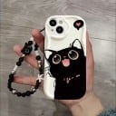 Pouzdro na Samsung Galaxy S25+ S kočičím motivem Černé kočky Řetízek na ruku Materiál silikon a akryl Obal s kočkami 16