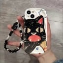 Pouzdro na Samsung Galaxy S25+ S kočičím motivem Černé kočky Řetízek na ruku Materiál silikon a akryl Obal s kočkami 20